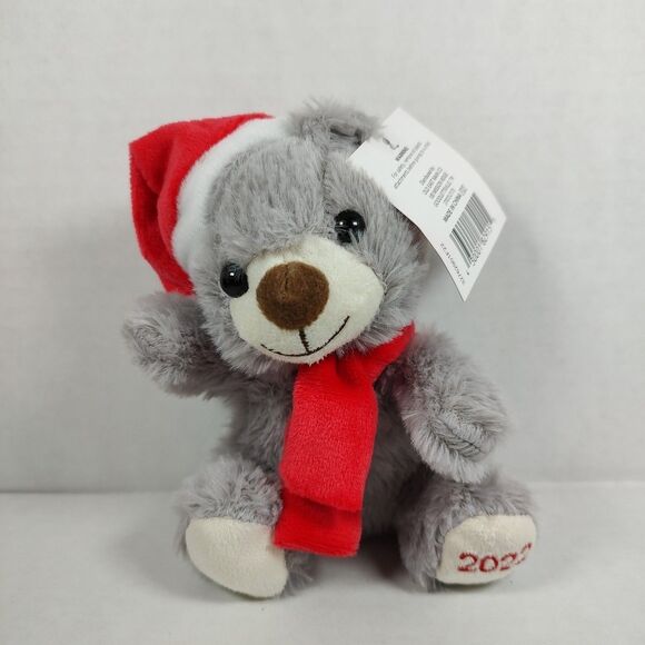 Lot of 3 Christmas Mini Plush Bears Multicolor Xmas Gift Santa Hat Bow Stocking - Picture 12 of 16